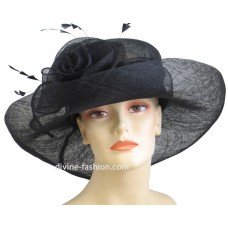 Mujer&apos;s Church Hat  Derby Hat  Sinamay  Black 1107  eb-99493175